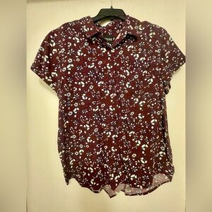 Wildfang Burgundy Floral Button Down Shirt